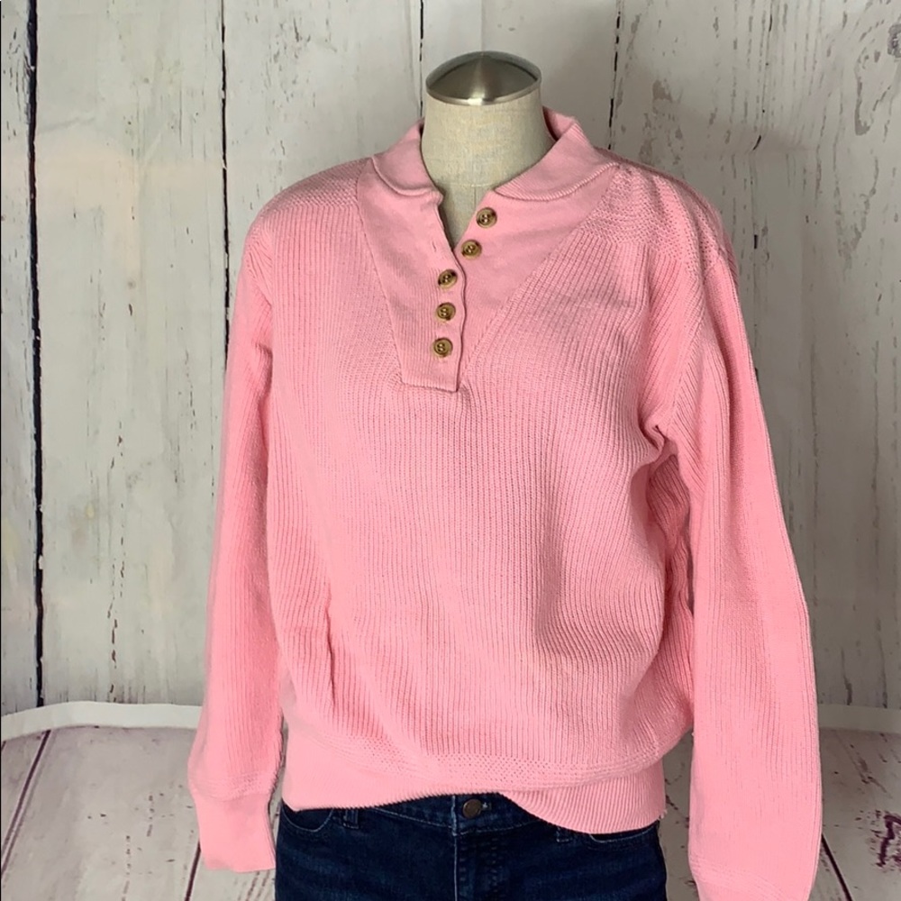 SOLD- Vintage Early 90’s Pink Knit Sweater 1/4 Buttons
